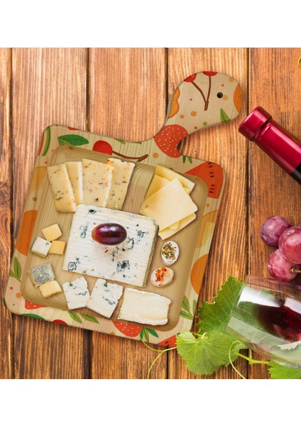Gift Meyveler Tasarımlı Kare Şeklinde Doğal Ahşap Servis ve Sunum Tabağı Model 3 fiyatları