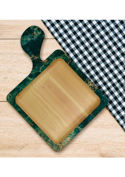 Gift Mermer Tasarımlı Kare Şeklinde Doğal Ahşap Servis ve Sunum Tabağı Model 10 indirimleri