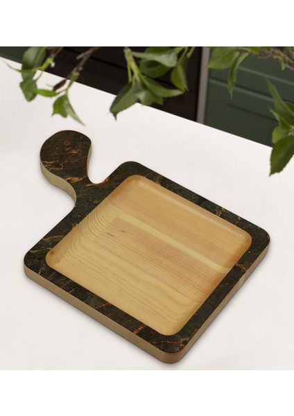 Gift Mermer Tasarımlı Kare Şeklinde Doğal Ahşap Servis ve Sunum Tabağı Model 8 modelleri