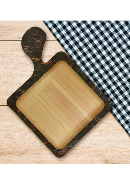 Gift Mermer Tasarımlı Kare Şeklinde Doğal Ahşap Servis ve Sunum Tabağı Model 8 indirimleri