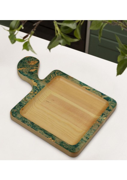 Gift Mermer Tasarımlı Kare Şeklinde Doğal Ahşap Servis ve Sunum Tabağı Model 9 modelleri