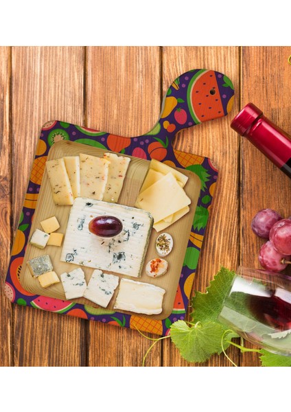 Gift Meyveler Tasarımlı Kare Şeklinde Doğal Ahşap Servis ve Sunum Tabağı Model 1 fiyatları