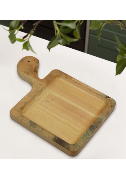 Gift Mermer Tasarımlı Kare Şeklinde Doğal Ahşap Servis ve Sunum Tabağı Model 17 modelleri