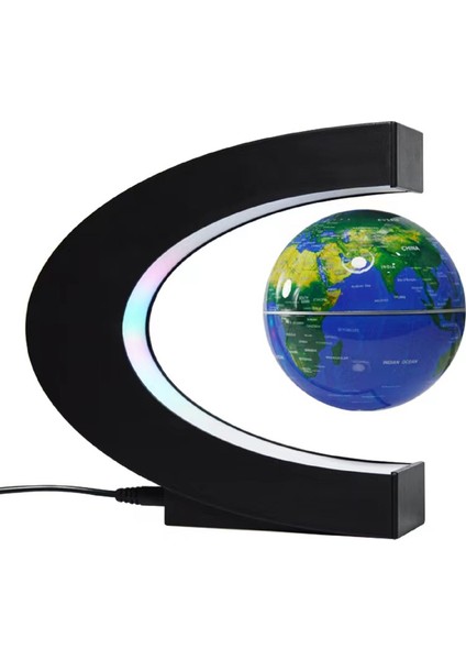 Manyetik Küre Havada Yüzen Dünya LED Işıklı 17.5cm x 17.3cm Mavi