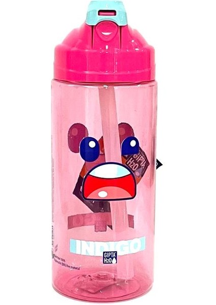 Pembe Indıgo Tritan Desenli Pipetli Matara 500 ml