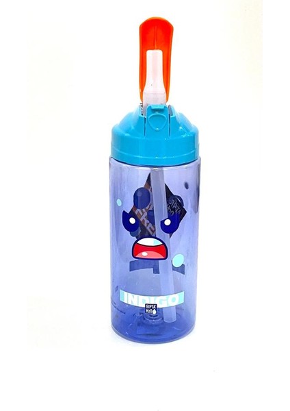Mavi Indıgo Tritan Desenli Pipetli Matara 500 ml