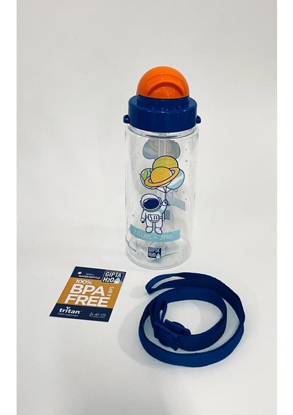 Lacivert Blue-Me Tritan Desenli Pipetli Matara 500 ml