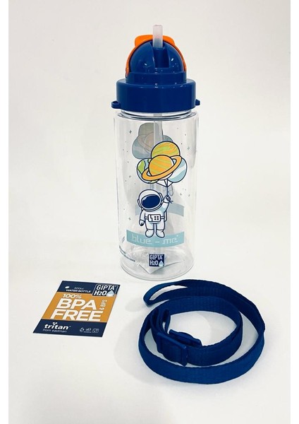 Lacivert Blue-Me Tritan Desenli Pipetli Matara 500 ml