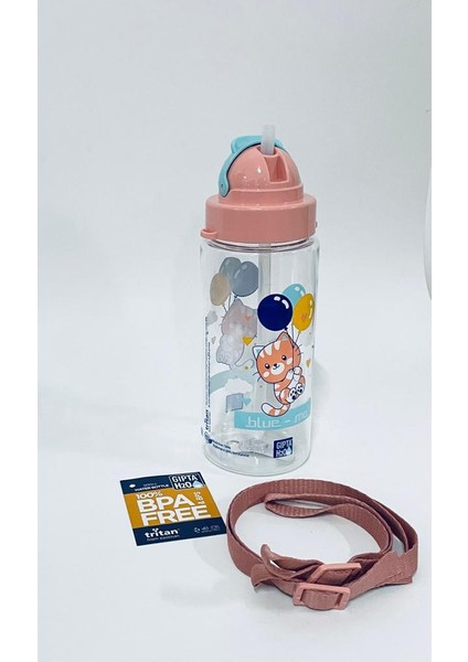 Pastel Pembe Blue-Me Tritan Desenli Pipetli Matara 500 ml