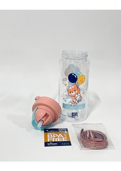 Pastel Pembe Blue-Me Tritan Desenli Pipetli Matara 500 ml