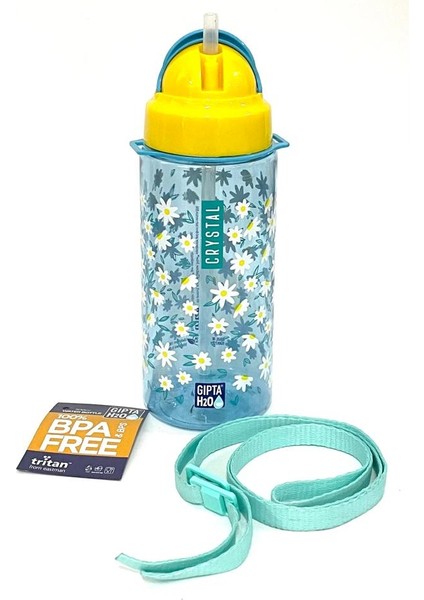Mavi Crystal Tritan Desenli Pipetli Matara 500 ml fiyatları