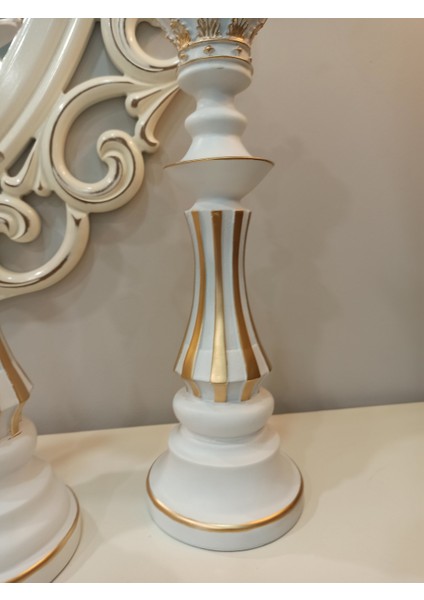 A Plus Modern Dekorasyon 3 Lü Satranç-Beyaz Gold modelleri