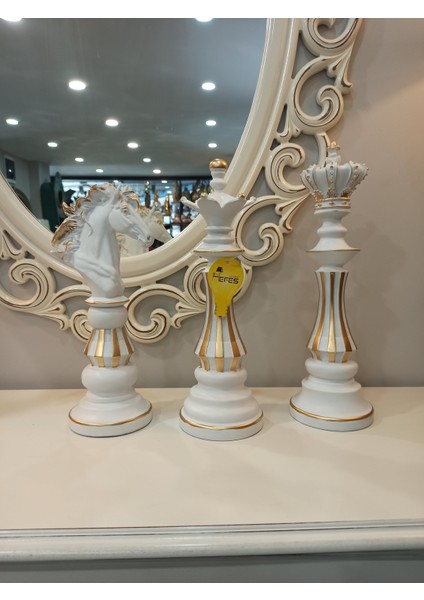 A Plus Modern Dekorasyon 3 Lü Satranç-Beyaz Gold fırsatları
