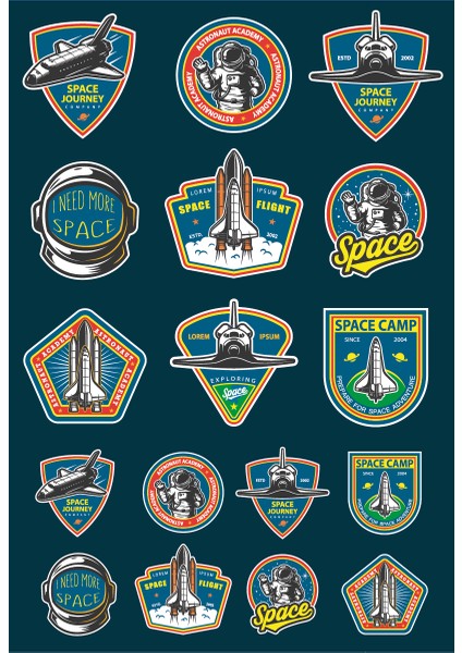 Laptop Notebook Tablet Sticker Seti 17 Parça - Space Temalı