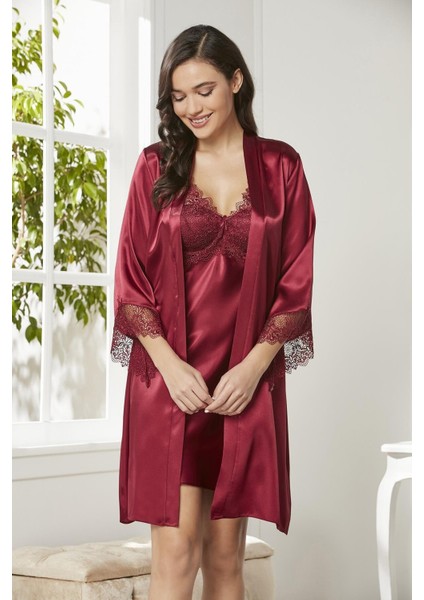 Saten Altılı Çeyiz Seti - 6040 Bordo