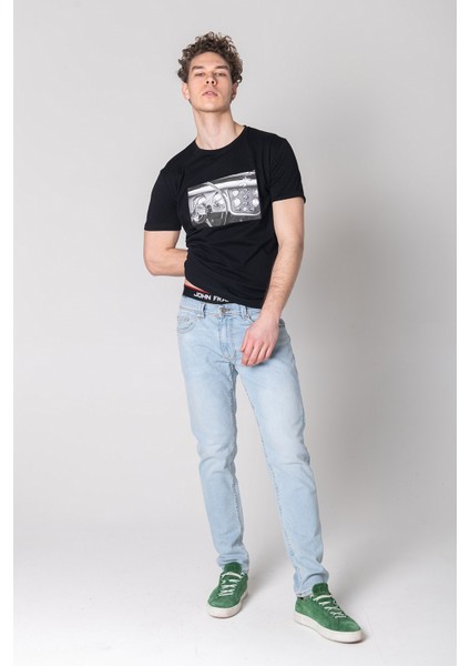 Baskılı Regular Fit Bisiklet Yaka % 100 Pamuk Cool T Shirt Erkek T Shirt JFTCOOL10 indirimleri