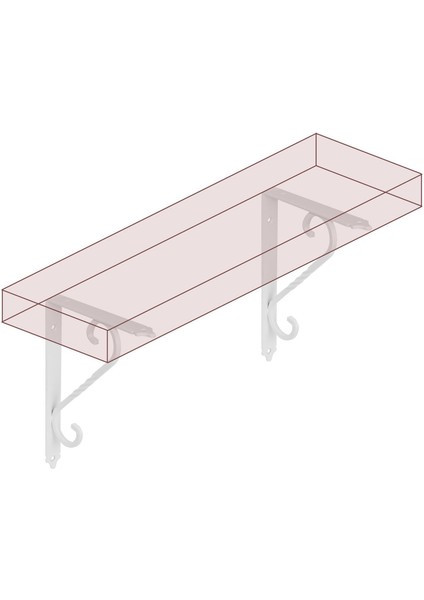 Ferforje Raf Altı Ayak Dekoratif Raf Tutucu Beyaz Montaj Aparatı 2 Adet 110 x 155 mm (Küçük Boy)