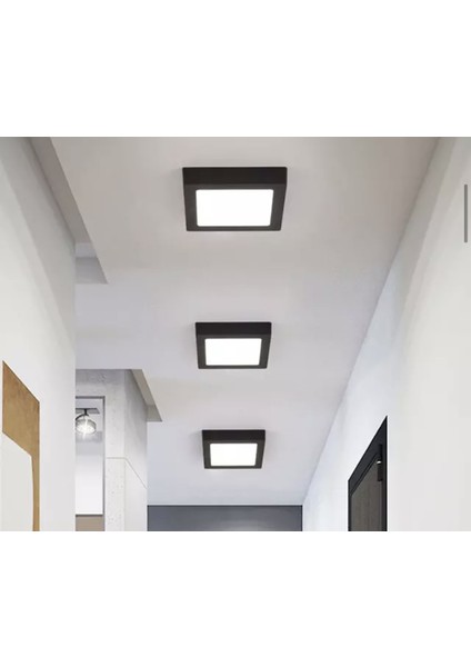 Plafonyer Mat Siyah Panel LED Avize 6500K Buz Beyazı Işık LED