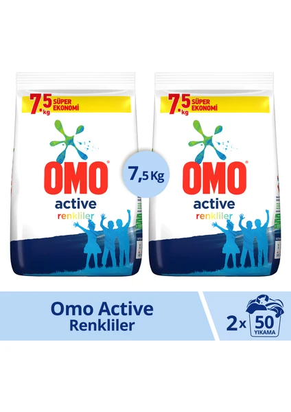 Toz Çamaşır Deterjanı Active Fresh Renkliler Için 7.5 kg 50 Yıkama X2 Adet