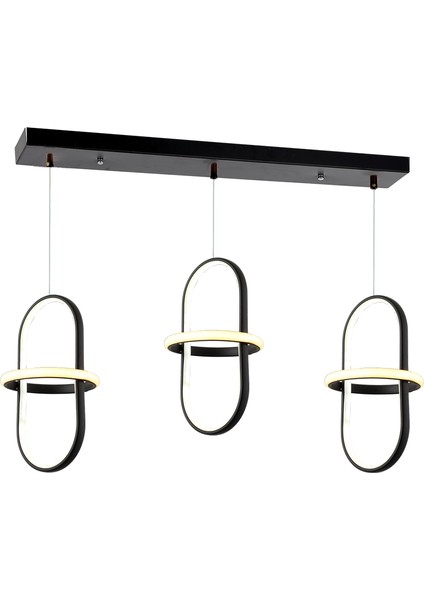 TT006-3S-SY Tt Aydınlatma Minyon Modeli 3 Lü Mat Siyah Sıralı LED Avize