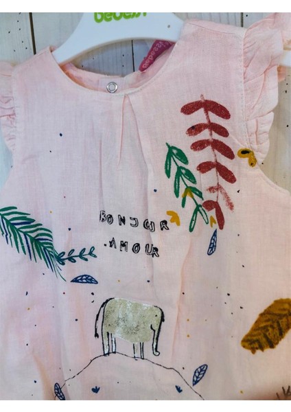 Kız Bebek Tropikal Çiçek Desenli Kolsuz Vual Elbise fiyatları