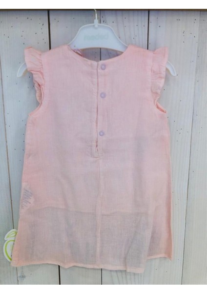 Kız Bebek Tropikal Çiçek Desenli Kolsuz Vual Elbise modelleri