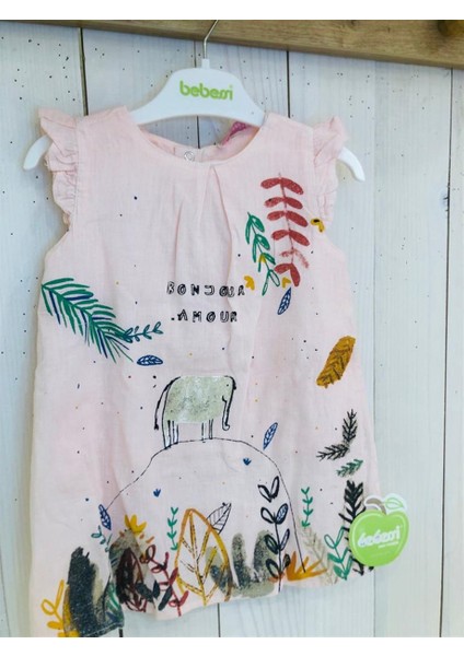 Kız Bebek Tropikal Çiçek Desenli Kolsuz Vual Elbise fırsatları