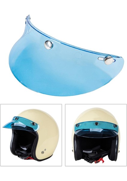 Vintage 3-Snap Kask Vizör Tepe Açık Yüz Kalkanı Koruyucu Şeffaf Mavi (Yurt Dışından) modelleri