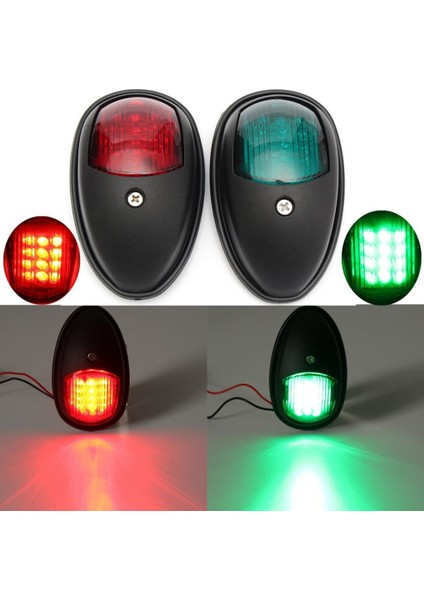 Çift Yay Navigasyon Işık Su Geçirmez 12 V LED Kırmızı Yeşil Deniz Tekne Yat Blk (Yurt Dışından)