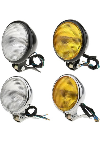 DC12V Motosiklet Sarı Kafa Işık Lambası Harley Bobber Chopper Touring Için - Beyaz ve Gümüş 12.5 cm x 8.5 cm (Yurt Dışından)