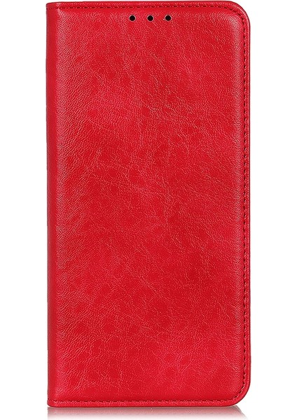 HTC Desire 21 Pro 5G Manyetik Çılgın At Doku Kılıfı Kırmızı (Yurt Dışından)