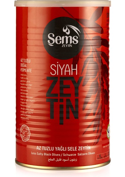 Şems Siyah Zeytin 900 gr -291-320 Kalibre + Soğuk Sıkım Zeytinyağı 500 ml Teneke