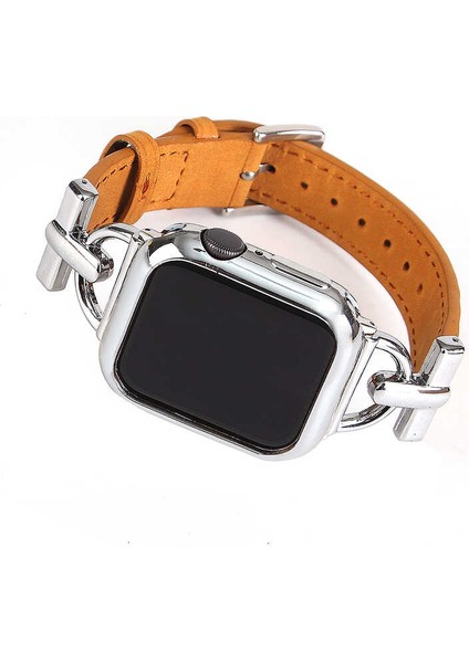 Apple Watch Uyumlu 7 41MM Aşınmalara ve Çizilmeye Dayanıklı Suni Deri Kordon (Kasa Koruma Dahil Değildir)