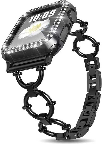Apple Watch Uyumlu 3 42MM Halka Tasarımlı Göz Alıcı Dizayn Metal Kordon (Kasa Koruma Dahil Değildir)