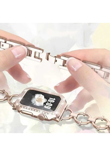 Apple Watch Uyumlu 5 38MM Halka Tasarımlı Göz Alıcı Dizayn Metal Kordon (Kasa Koruma Dahil Değildir)