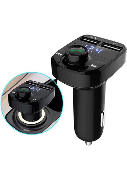 Araç Bluetooth Fm Transmitter Cihazı Mp3 Çalar Araç Çakmaklık Şarj Soketi Müzik Kiti