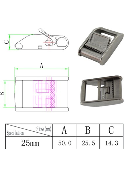 1 Inç (25MM) Cam Tople-Down Straps Için Toka - 316 Paslanmaz Çelik (Yurt Dışından) indirimleri