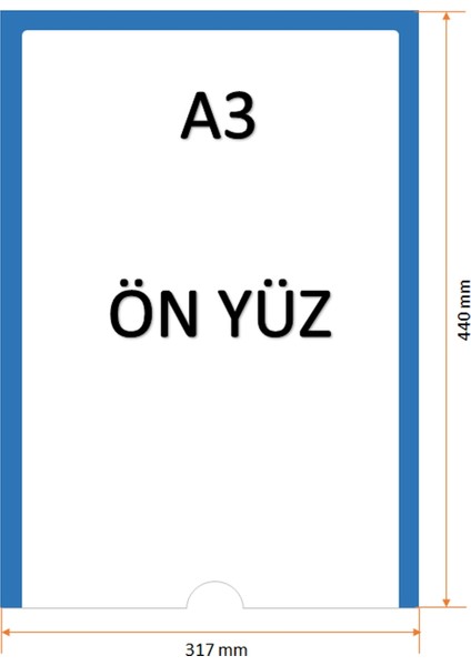 A3 Kısa Kenar Açık Mavi Mıknatıslı Magnet Çerçeve (10'lu Paket)