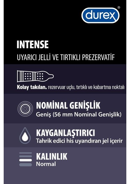 Intense 40'lı Uyarıcı Jelli ve Tırtıklı Prezervatif