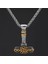 Viking Thor Mjollnir Nordik Iskandinav Işlemeli & Örgü Zincir 316L Erkek Çelik Kolye 2