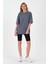 Kadın Oversize Basic T-Shirt - Füme 3