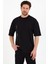 Erkek Oversize Basic T-Shirt - Siyah 2