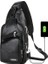 Yeni 2 Stilleri Göğüs Çantası Rahat Açık Seyahat USB Şarj Portu Sling Çanta Deri Göğüs Çantası Crossbody Çanta (Siyah) (Yurt Dışından) 1