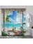 3D Sunny Beach Baskılı Duş Perdesi Set Deniz Manzarası Banyo Ekranı Su Geçirmez Banyo Perdeleri Kaymaz Banyo Mat Kaidal Halı (120 * 180 Cm) 2