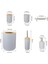 Banyo Aksesuarları Set 6 Parça Bambu Oda Seti Diş Fırçası Tutucu Sabun Dağıtıcı Tuvalet Fırçası Çöp Kutusu Banyo Temel Seti | Banyo Donanım Setleri (Gri) (Yurt Dışından) 4