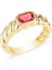 Zümrüt Kesim Kırmızı Taşlı Altın Yüzük 1