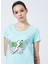222 LCF 242012 Geniş Yaka Normal Kalıp Baskılı Mint Kadın T-Shirt 1
