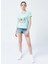 222 LCF 242012 Geniş Yaka Normal Kalıp Baskılı Mint Kadın T-Shirt 2