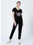 222 LCF 242012 Geniş Yaka Normal Kalıp Baskılı Siyah Kadın T-Shirt 2