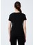 222 LCF 242012 Geniş Yaka Normal Kalıp Baskılı Siyah Kadın T-Shirt 4